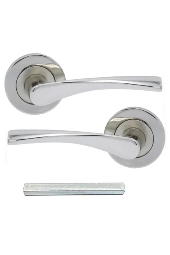 Nikel Kaplama Amerikan Kapı Kolu 2li Set İç Dış Takım