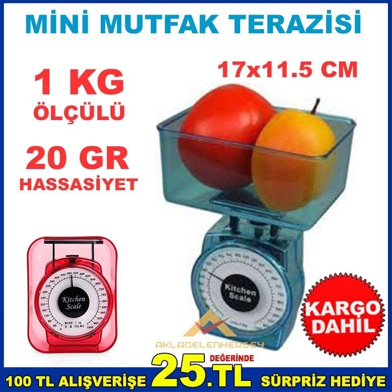 Ücretsiz Kargo ŞEFFAF 1 KG ÖLÇÜLÜ KATI-SIVI MİNİ MUTFAK TARTISI