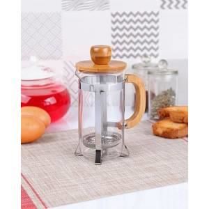 Bambu Kapaklı Cam Bitki Çayı ile Kahve Filtre French Press 350 ml Ultra Lüks Üründür