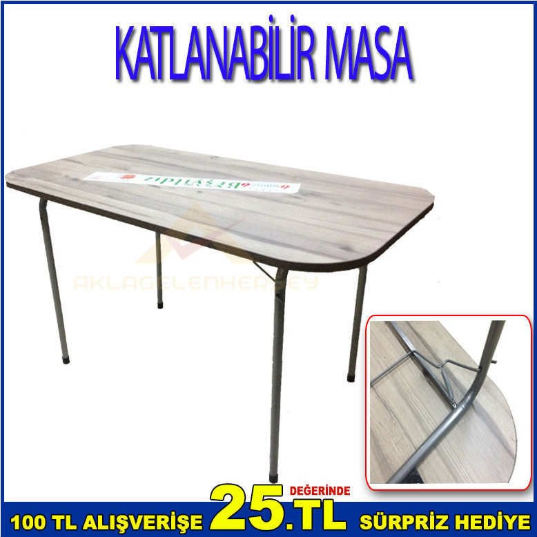 PORTATİF KATLANABİLİR AHŞAP 60x110 MUTFAK BAHÇE VB YERLERDE KULLANILABİLİR MASA