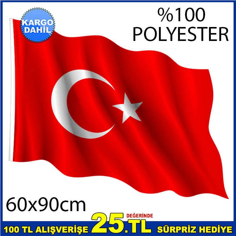 1. KALİTE Dayanıklı Alpaka Türk Bayrağı POLYESTER KUMAŞ TÜRK BAYRAĞI 60x90cm,Şanlı Türk Bayrağı