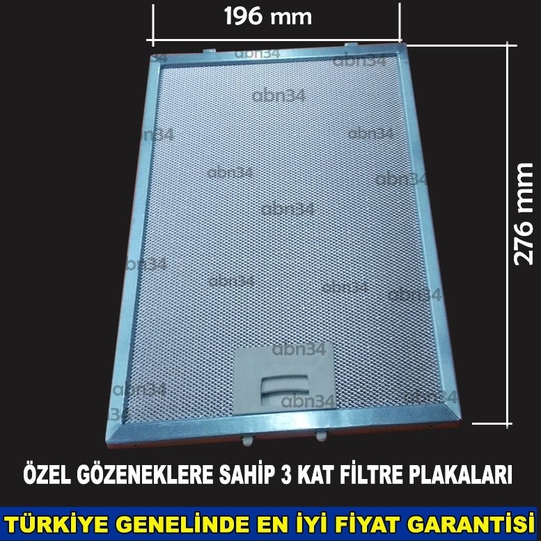 Alüminyum Davlumbaz Filtresi 196x276mm Ankastre Filtresi