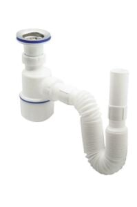 ÖZBEST Körüklü Tahliye Taslı Lavabo Evye Sifonu  Depolu Lavabo Evye Gider Borusu Metal Süzgeç 75 Cm Gırtlak