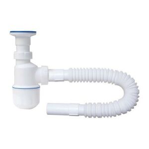 ÖZBEST Körüklü Tahliye Taslı Lavabo Evye Sifonu  Depolu Lavabo Evye Gider Borusu Metal Süzgeç 75 Cm Gırtlak