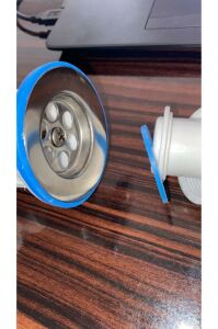 ÖZBEST Körüklü Tahliye Taslı Lavabo Evye Sifonu  Depolu Lavabo Evye Gider Borusu Metal Süzgeç 75 Cm Gırtlak