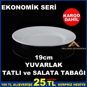 EKONOMİK BEYAZ MELAMİN 19cm SALATA TATLI TABAĞI
