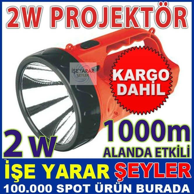 UZUN MESAFE 2W PROJEKTÖR LED EL FENERİ 1000m-KD