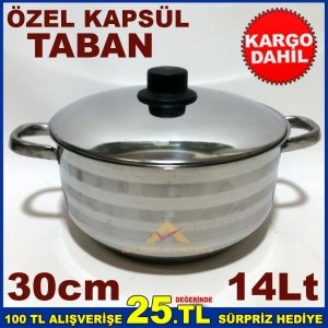 30cm İNDÜKSİYON KAPSÜL TABANLI PASLANMAZ ÇELİK DERİN TENCERE