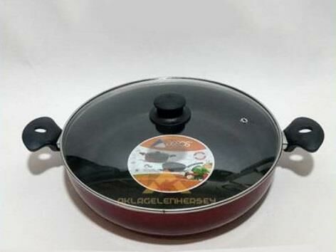 Büyük Boy Teflon Tencere Teflon Kaşığı Hediyeli 30 cm Cam Kapaklı