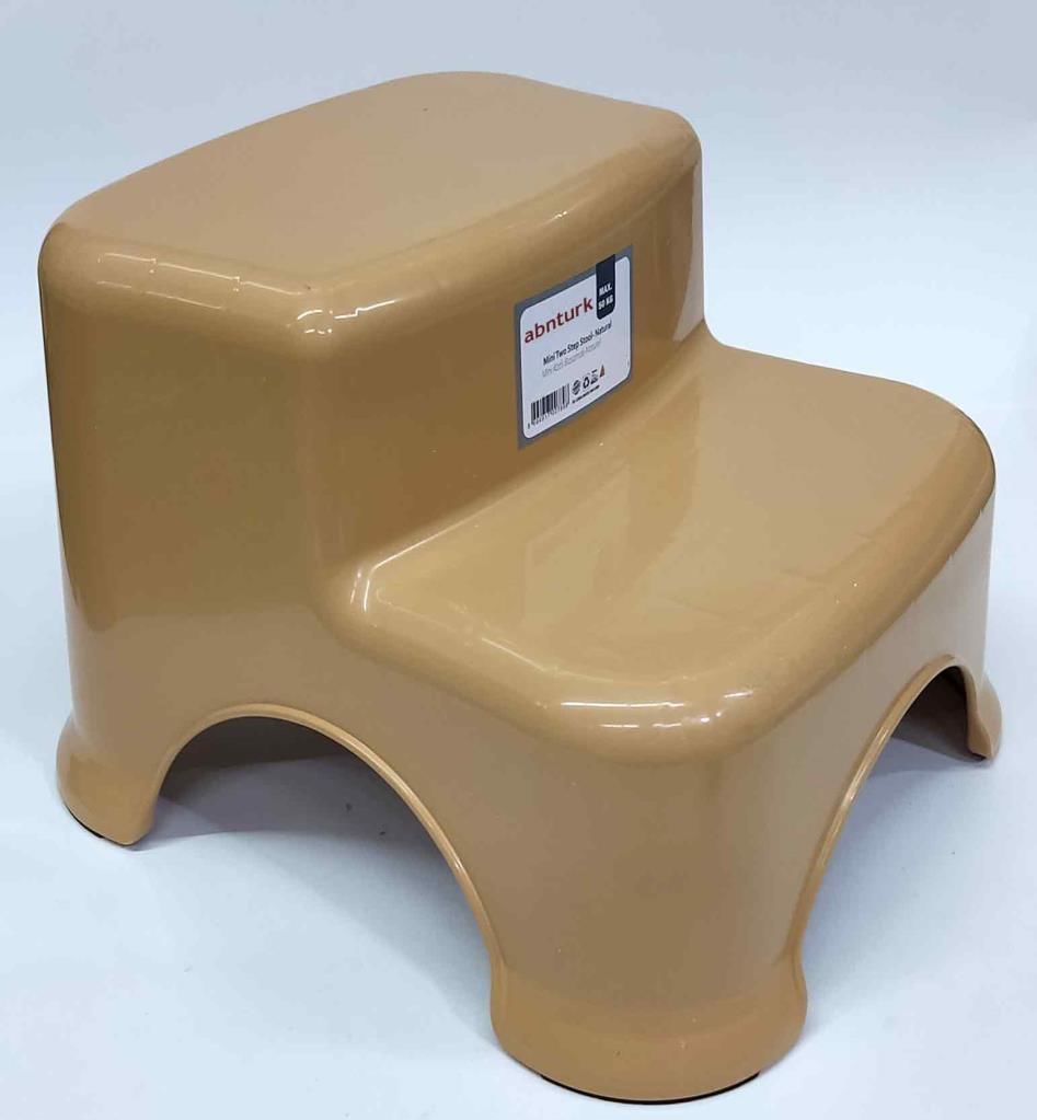 Açık Kahve Yükseltici 2 Basamaklı Çocuk Taburesi Kaymaz Tabanlı Çocuklara Lavabo WC Ulaşım Basamağı