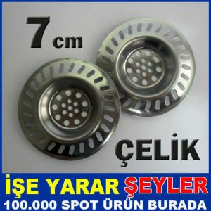 2 Adet 7cm Paslanmaz Çelik Lavabo Gider Süzgeci Yaşam Boyu Garantili İKİLİ SET ÇELİK LAVABO SÜZGECİ