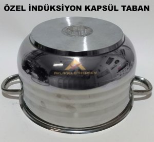 24cm İNDÜKSİYON KAPSÜL TABANLI PASLANMAZ ÇELİK DERİN TENCERE