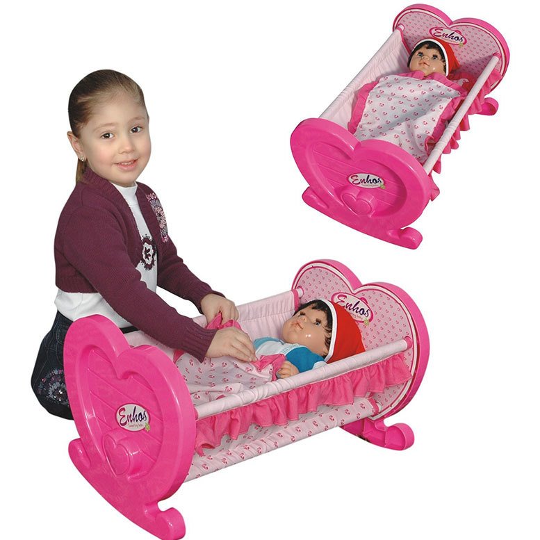 Enhoş Cancan Beşik 56x33cm Ebatında Eğitici ve Eğlenceli Sallanır Oyuncak Kalpli Beşik