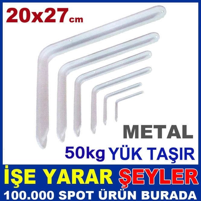 L MODEL GÜÇLÜ METAL RAF AYAĞI 20x27cm BEYAZ