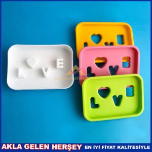 LOVE SAĞLAM PLASTİK 2 PARÇA RENKLİ SABUNLUK