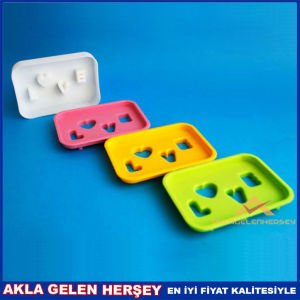 LOVE SAĞLAM PLASTİK 2 PARÇA RENKLİ SABUNLUK