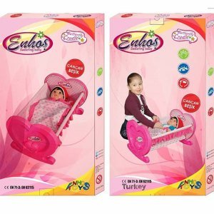 Enhoş Cancan Beşik 56x33cm Ebatında Eğitici ve Eğlenceli Sallanır Oyuncak Kalpli Beşik