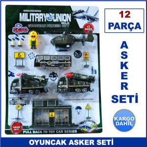 12 Parça Asker Seti Oyuncağı - Mesleki Oyuncak Setleri - Kaliteli ve Dayanıklı