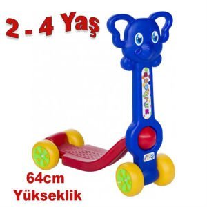 Sağlam Plastikten İç ve Dış Mekanda Kullanılabilen En Hoş Fil Model Scooter 2-4 Yaş Yükseklik 64cm