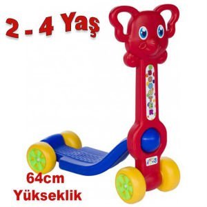 Sağlam Plastikten İç ve Dış Mekanda Kullanılabilen En Hoş Fil Model Scooter 2-4 Yaş Yükseklik 64cm