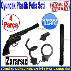 4 Parça Plastik Zararsız Polis Seti Plastik Oyuncak Seti
