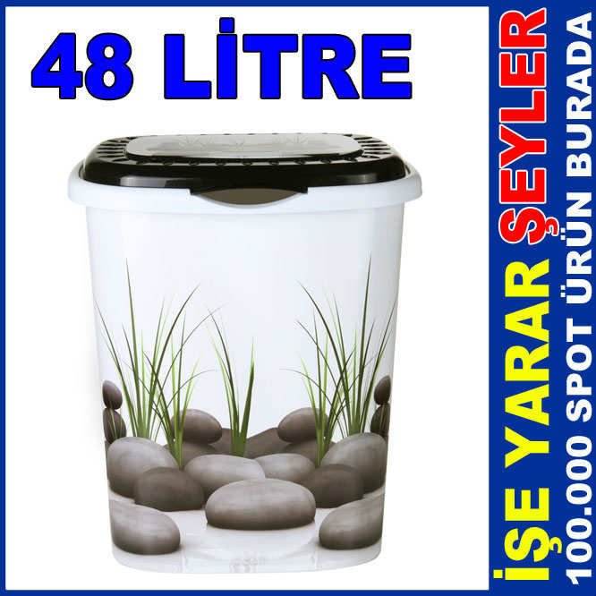48 LİTRE DESENLİ KAPAKLI KİRLİ ÇAMAŞIR SEPETİ