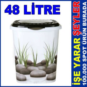 48 LİTRE DESENLİ KAPAKLI KİRLİ ÇAMAŞIR SEPETİ