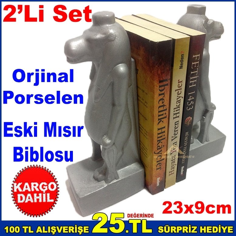 2'Li Set Porselen Kitap Dayama Standı Antik Mısır Dönemi 23x9cm
