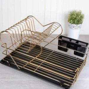 Lalezar Gold Bulaşık Sepeti Kalp Şekilli Bulaşıklık Tabaklık 43x33x11cm Bulaşık Kurutma Izgarası