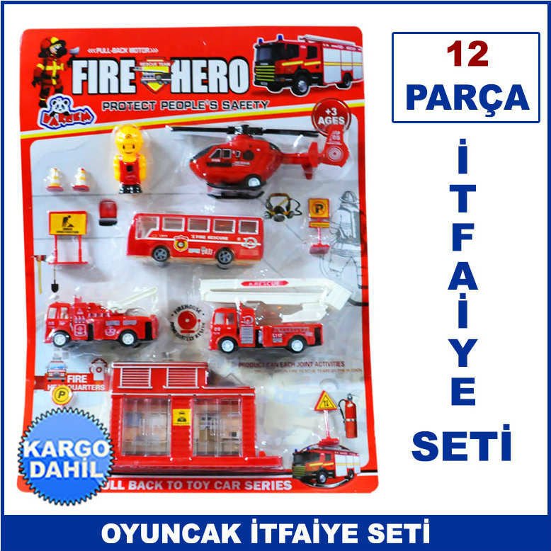 12 Parça İtfaiye Seti Oyuncağı - Mesleki Oyuncak Setleri - Kaliteli ve Dayanıklı