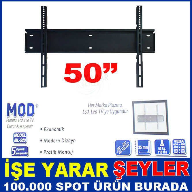 50'' LCD,PLAZMA,LED TV SAĞLAM DUVAR ASKI APARATI ÇELİK KONSTRÜKSİYON 96-140 EKRAN TELEVİZYON ASKISI