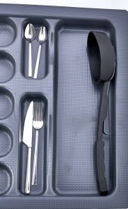 Mekanizmalı Kepçe Kevgir Kaşık 3in1 Fonksiyonlu Yemek Servis Seti Teflonu Çizmez. Kırılmaz-Paslanmaz