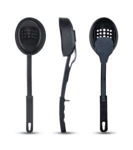 Mekanizmalı Kepçe Kevgir Kaşık 3in1 Fonksiyonlu Yemek Servis Seti Teflonu Çizmez. Kırılmaz-Paslanmaz