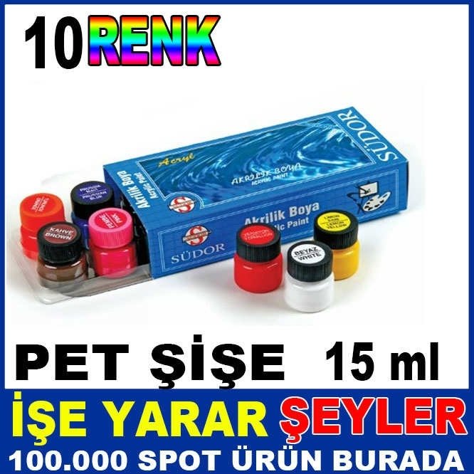 SÜDOR 10'lu NON-TOXIC PET ŞİŞE AKRİLİK BOYA SET