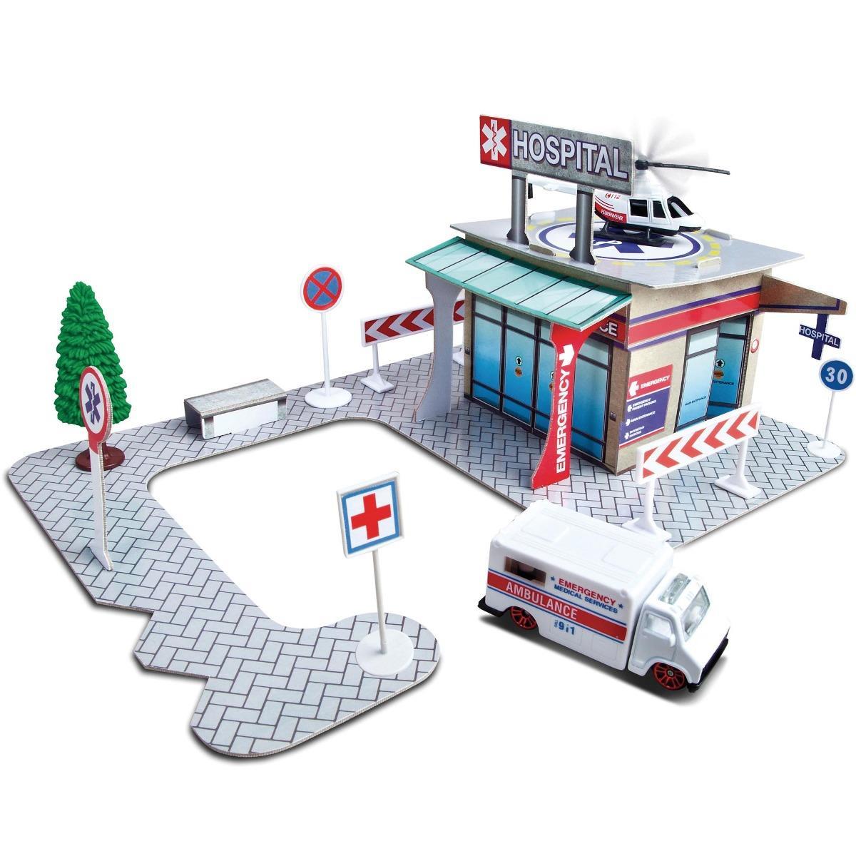 Fresh Metal Maket Hastane Seti Oyuncak Metal Arabalı 3 Boyutlu Set