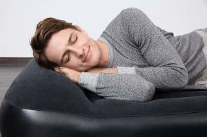 67464 KAMP YATAK FLOK SIYAH +POMPA 203X152CMUT 2