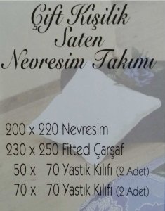 2 Kişilik 6Pç Saten Uyku Seti Nevresim,Çarşaf,4ad Yastık Kılıfı