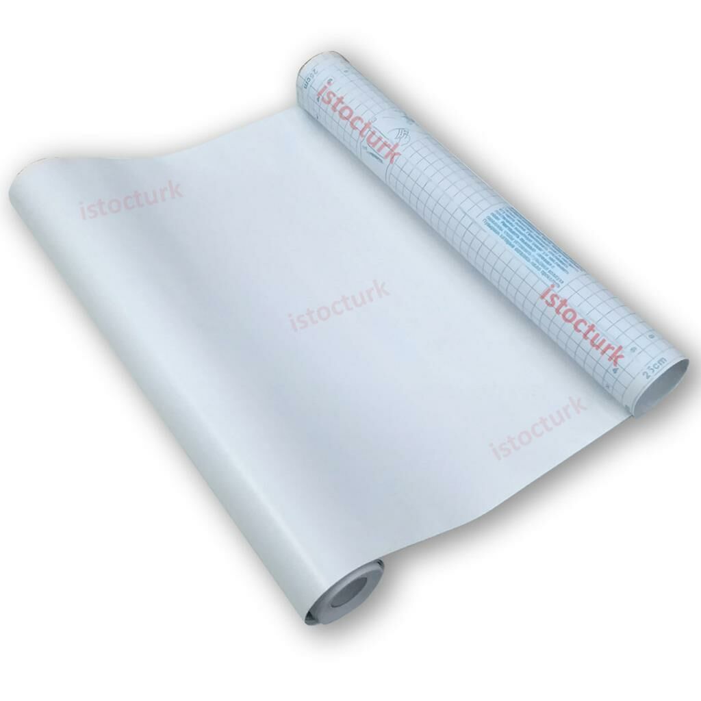 Düz Beyaz Desensiz Kendinden Yapışkanlı Pvc Folyo Zemin Kaplaması Duvar+Mobilya,Dolap Yüzey Yenileme