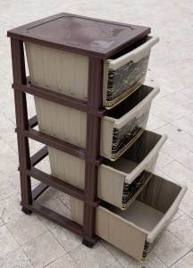 Bordür Siyah Mermer Desen 4 Çekmece Demonte Komidin 45x38 h:93cm Mutfak Banyo işyerine Raf Sistemi