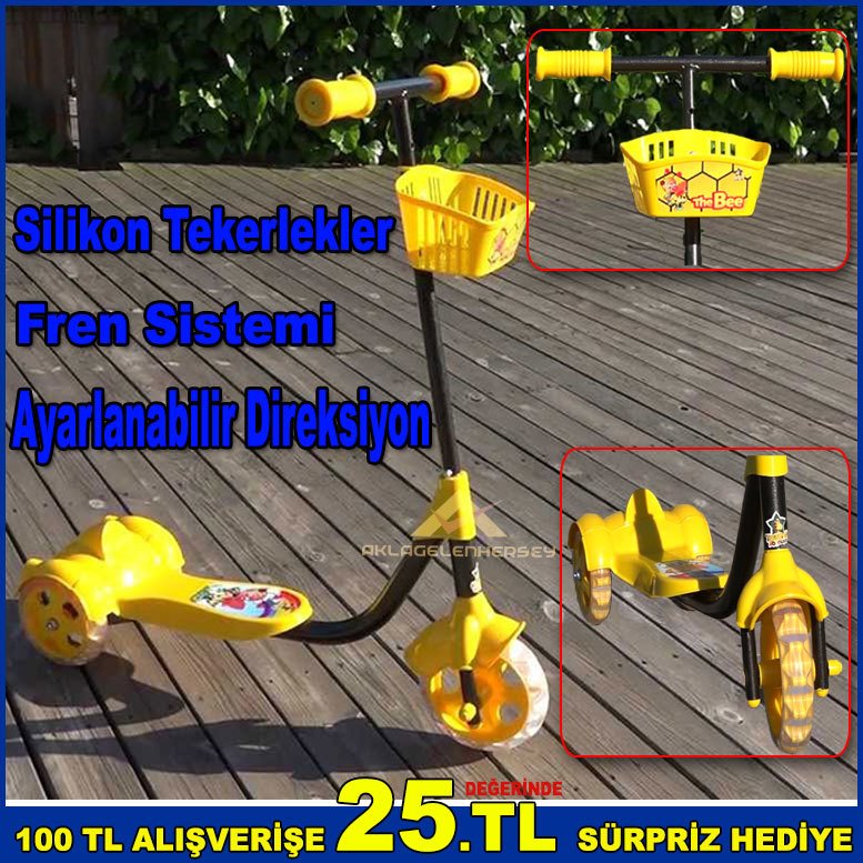 Silikon 2 Tekerlekli Scooter Oldukça Kullanışlı Fren Sistemli Ayarlanabilir Direksiyonlu Scooter