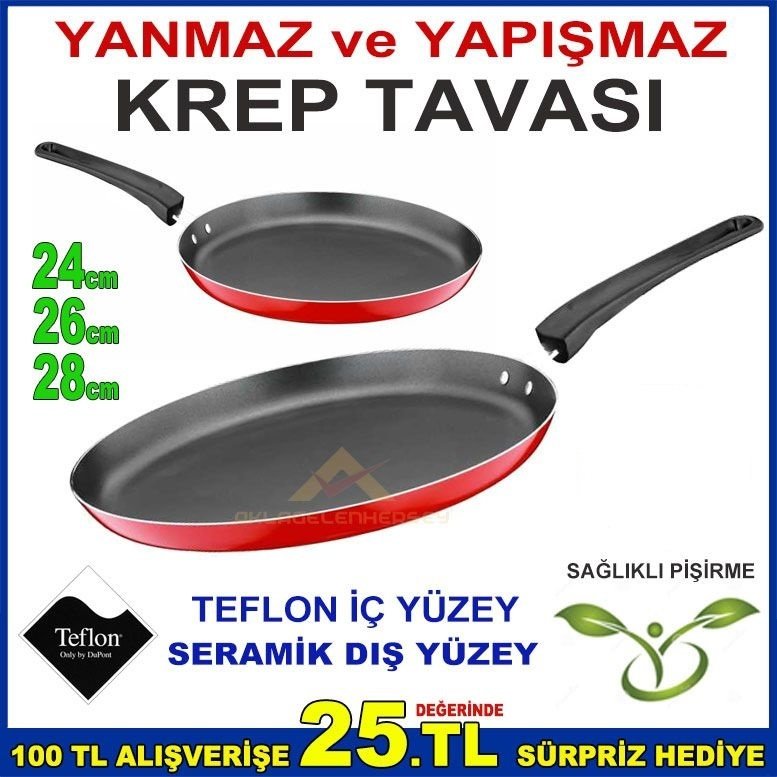 SERAMİK DIŞ YÜZEY YAPIŞMAZ TEFLON KREP TAVASI 24-26-28cm