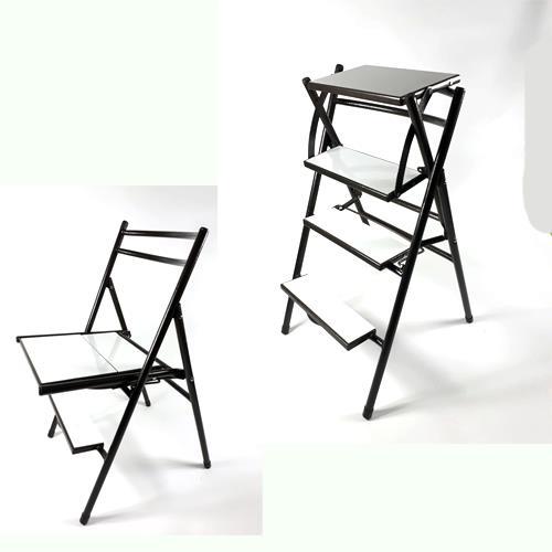 Katlanır Metal Profilli 4 Ahşap Basamaklı Merdivenli Sandalye