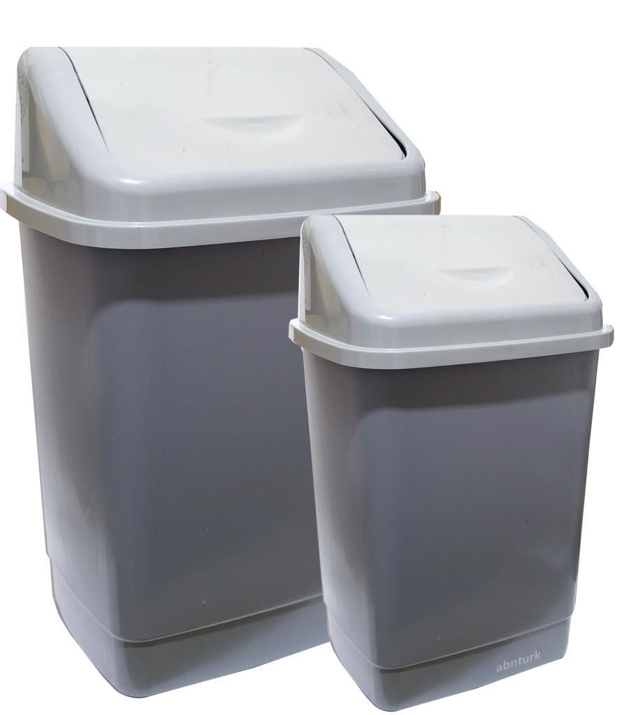 Süper 2li Klik Kapaklı Çöp Kovaları 50 Liitre+30 Litre 2 Adet Bidon Set Sağlam Kalite Geniş Hazneli