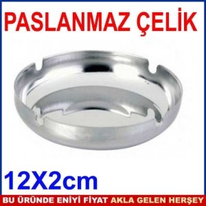 Restaurant tipi çelik küllük 12x2cm ebatlarında paslanmaz çelik