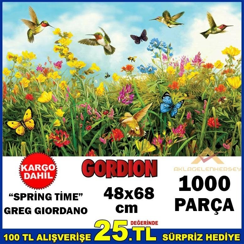 Ücretsiz Kargo GORDİON 1000 PARÇA BÜYÜK BOY PUZZLE SPRİNG TİME