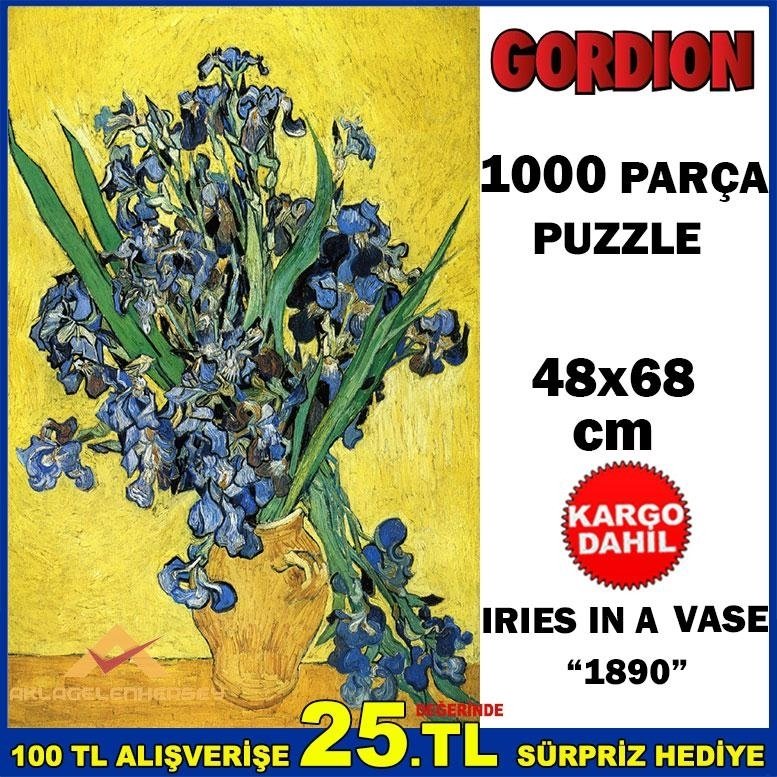 Ücretsiz Kargo GORDION 1000 PARÇA IRIES IN A VASE 1890 PUZZLE K