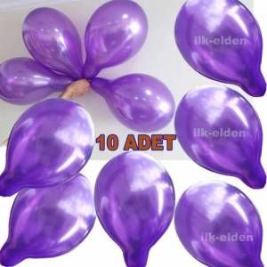 10 adet metalik renk mor balon 1.Kalite İtalyan malı 30cm büyük boy lateks metalik mor renkli Balon