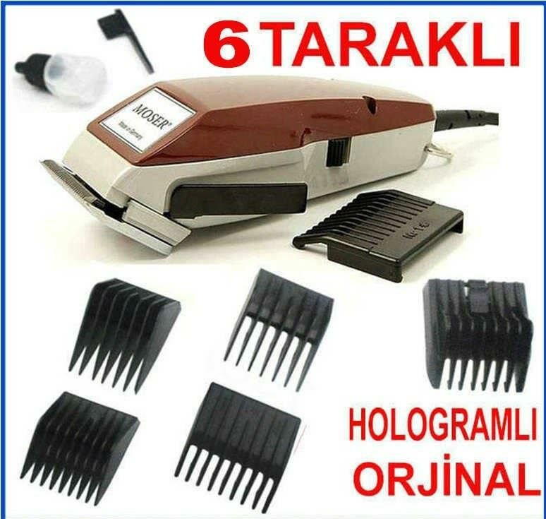 6 YEDEK TARAKLI ALMAN MALI MOSER TIRAŞ MAKİNESİ Fişli Saç Tıraş Makinesi Moser 6 Yedek Taraklı