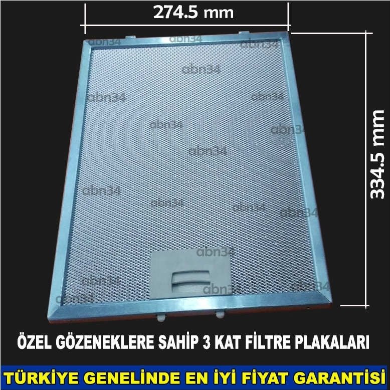 Alüminyum Davlumbaz Filtresi 274,5x334,5mm Ankastre Filtresi