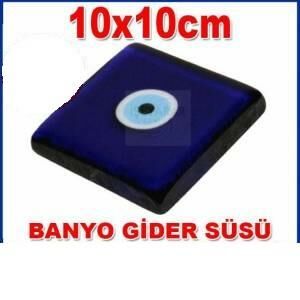 Banyo süsü dekoratif Kare cam nazarlık kalın cam üretim DEKORATİF CAM NAZAR BONCUĞU BANYO GİDER SÜSÜ